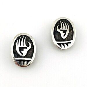 Sterling Silver Bear Claw Clip Earrings Southwestern Star Mark Vintage